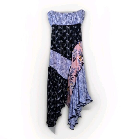 Cinq A Sept Dress 2 Patchwork Floral Sleeveless Assymetric Fairycore Boho Lined - Picture 2 of 16